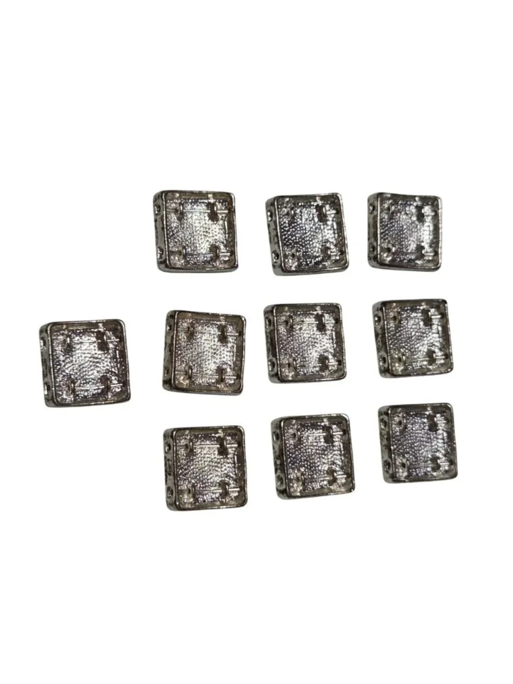 Mosaic Charms Square Enamel Glossy Blue Beige Silver For Jewelry Making Set of 9